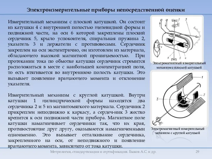 Измерительный механизм с плоской катушкой. Он состоит из катушки 4 с