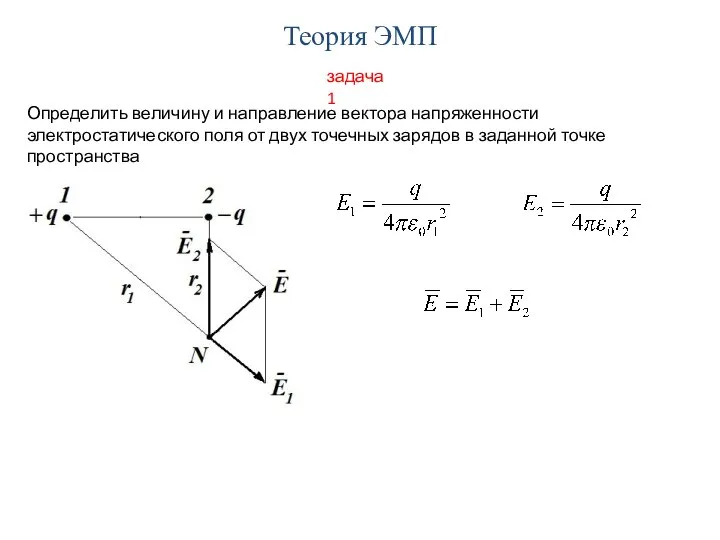 Теория ЭМП задача 1 Определить величину и направление вектора напряженности электростатического