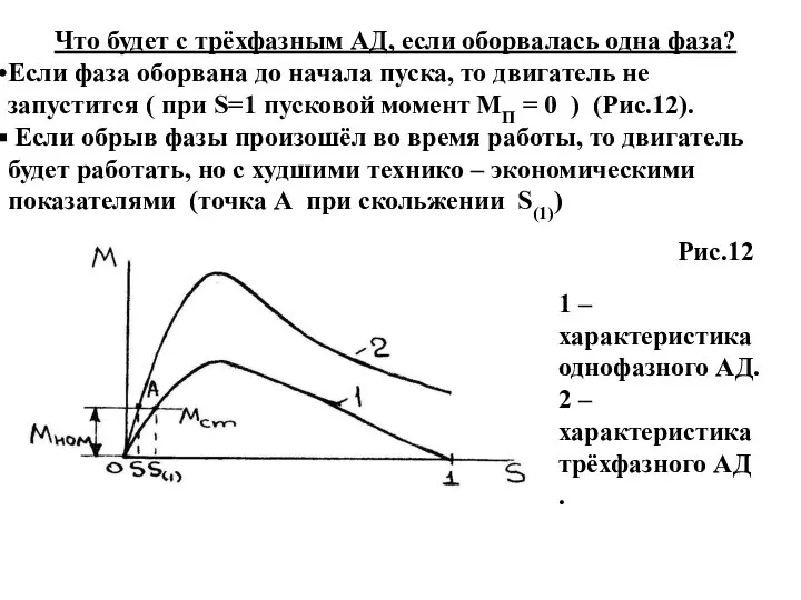 Что будет с трёхфазным АД, если оборвалась одна фаза? Если фаза