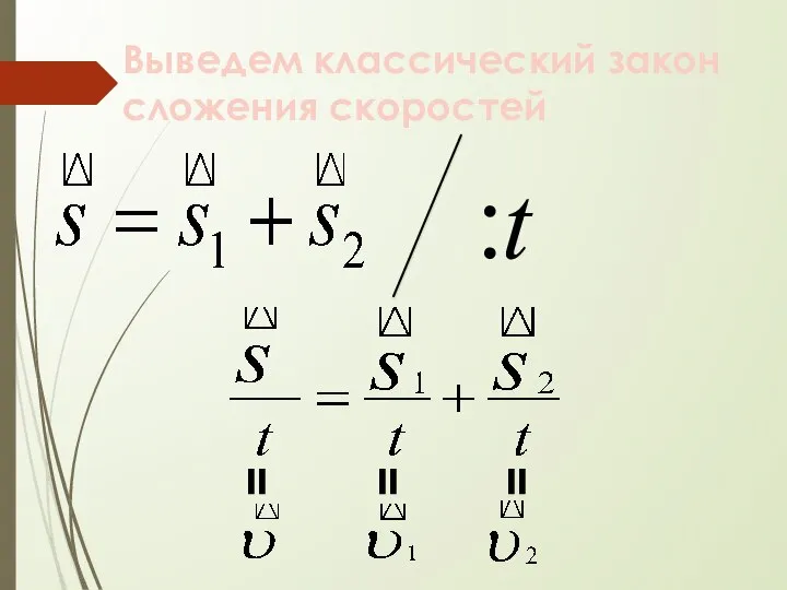 Выведем классический закон сложения скоростей :t = = =