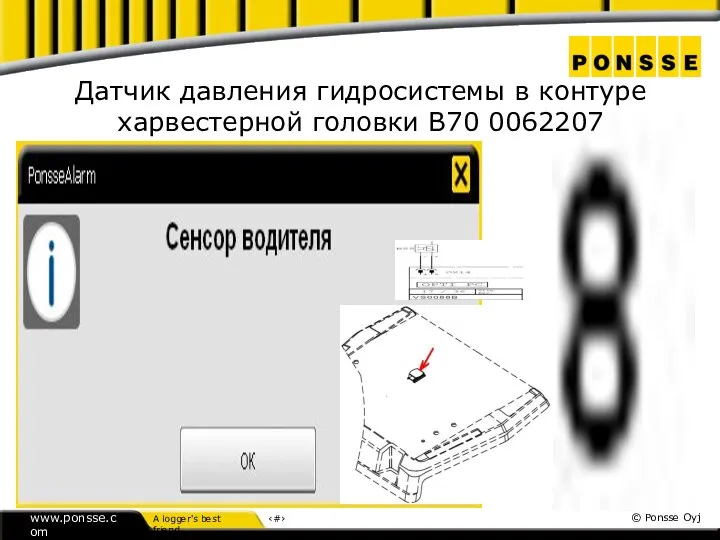 Датчик давления гидросистемы в контуре харвестерной головки B70 0062207