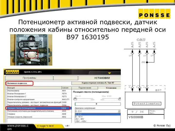 Потенциометр активной подвески, датчик положения кабины относительно передней оси В97 1630195