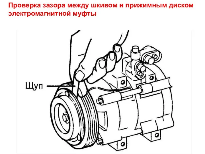 Проверка зазора между шкивом и прижимным диском электромагнитной муфты