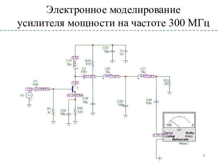 Электронное моделирование усилителя мощности на частоте 300 МГц