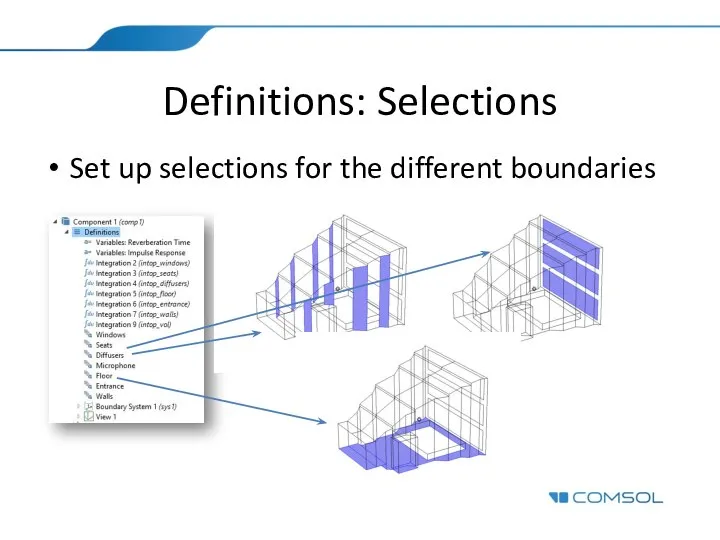 Definitions: Selections Set up selections for the different boundaries
