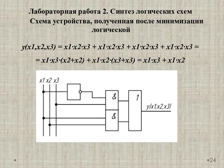 Схема устройства, полученная после минимизации логической Лабораторная работа 2. Синтез логических