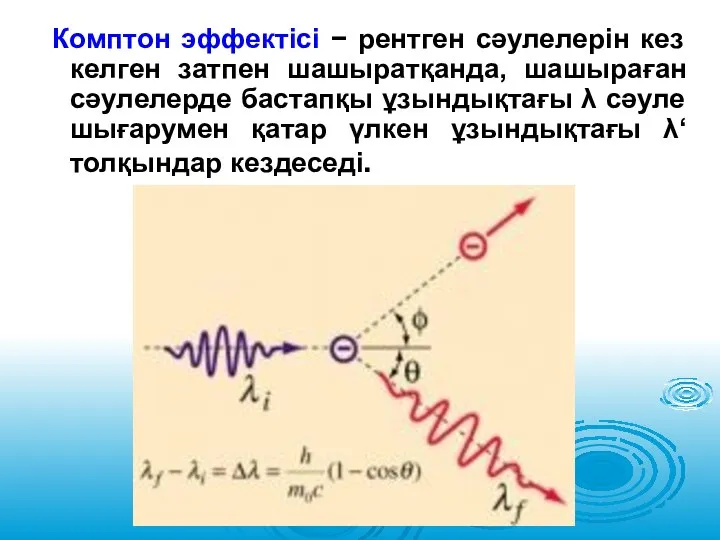 Комптон эффектісі − рентген сәулелерін кез келген затпен шашыратқанда, шашыраған сәулелерде