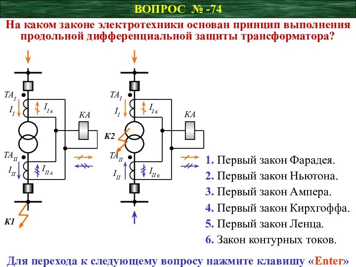 ВОПРОС № -74 На каком законе электротехники основан принцип выполнения продольной