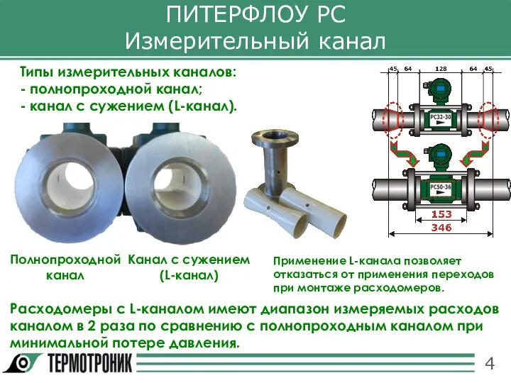 ПИТЕРФЛОУ РС Измерительный канал Типы измерительных каналов: - полнопроходной канал; -