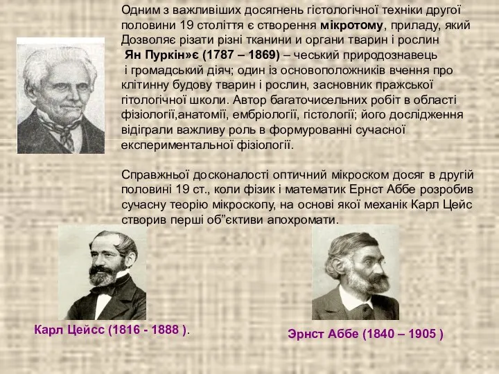 Карл Цейсс (1816 - 1888 ). Эрнст Аббе (1840 – 1905