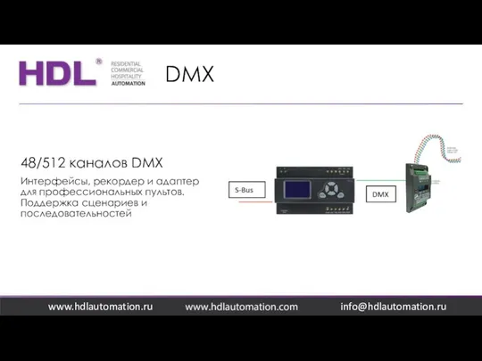 DMX www.hdlautomation.ru 48/512 каналов DMX Интерфейсы, рекордер и адаптер для профессиональных