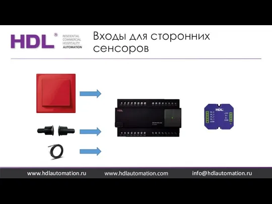 Входы для сторонних сенсоров www.hdlautomation.ru info@hdlautomation.ru