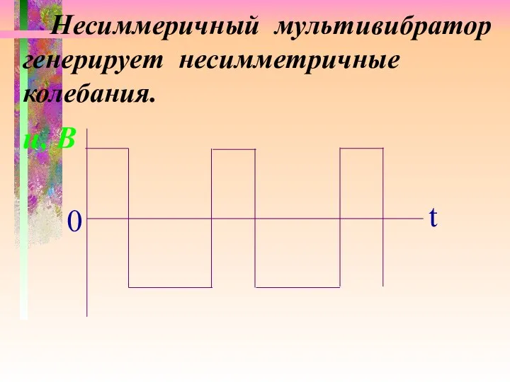 Несиммеричный мультивибратор генерирует несимметричные колебания.