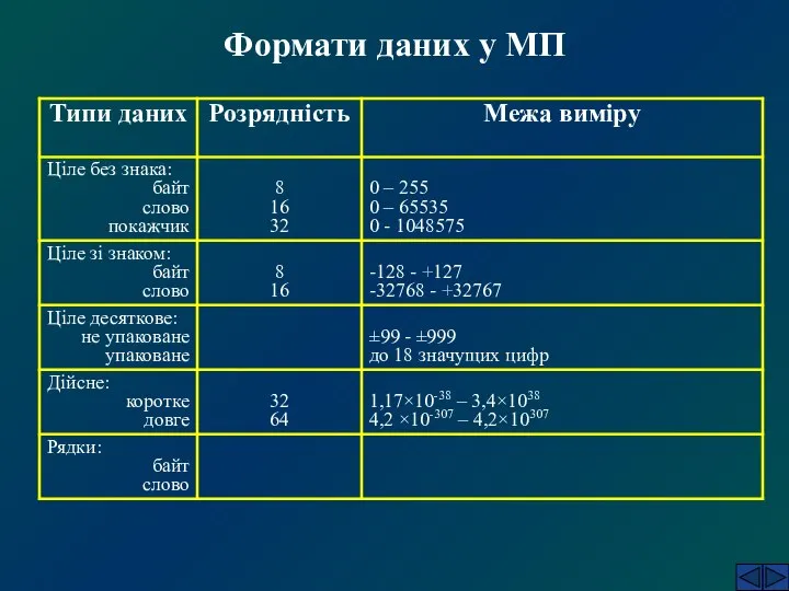 Формати даних у МП