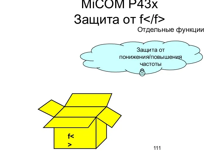 f Защита от понижения/повышения частоты MiCOM P43x Защита от f Отдельные функции