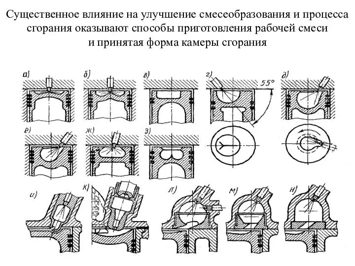 Существенное влияние на улучшение смесеобразования и процесса сгорания оказывают способы приготовления