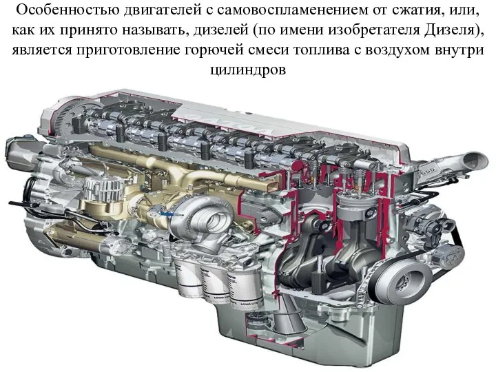 Особенностью двигателей с самовоспламенением от сжатия, или, как их принято называть,