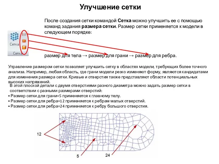 Улучшение сетки После создания сетки командой Сетка можно улучшить ее с