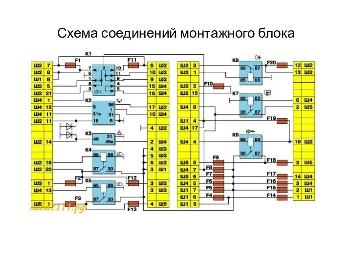 Схема соединений монтажного блока