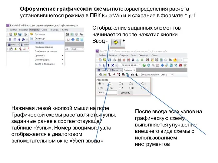 Оформление графической схемы потокораспределения расчёта установившегося режима в ПВК RastrWin и