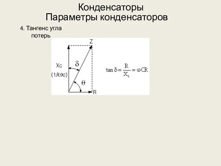 4. Тангенс угла потерь Конденсаторы Параметры конденсаторов