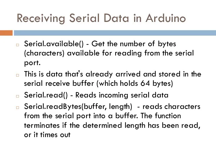 Receiving Serial Data in Arduino Serial.available() - Get the number of