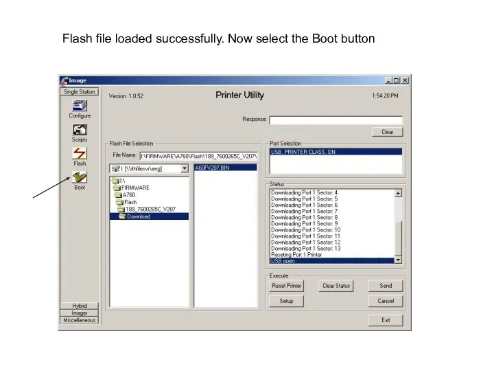 Flash file loaded successfully. Now select the Boot button