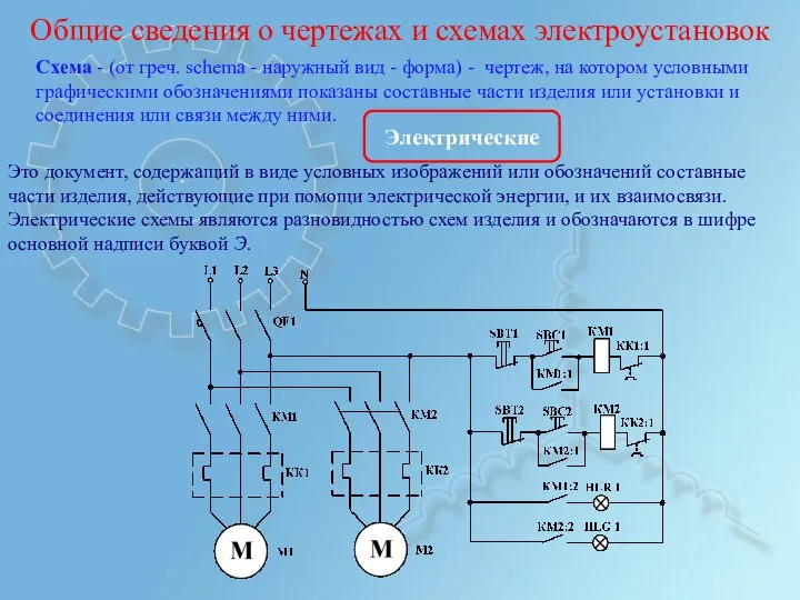 Общие сведения о чертежах и схемах электроустановок Схема - (от греч.