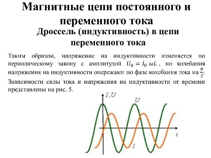 Магнитные цепи постоянного и переменного тока Дроссель (индуктивность) в цепи переменного тока