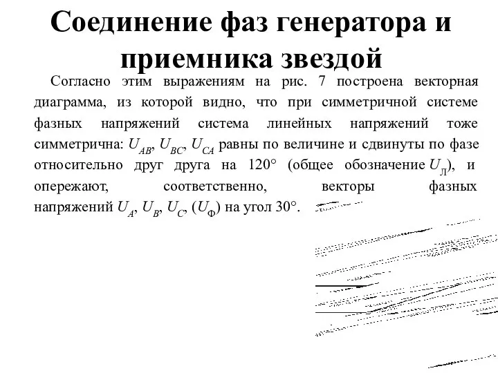 Соединение фаз генератора и приемника звездой Согласно этим выражениям на рис.