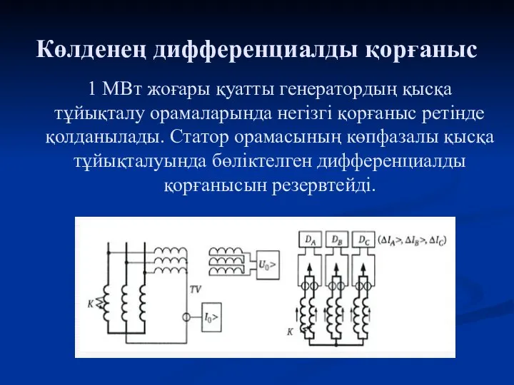 Көлденең дифференциалды қорғаныс 1 МВт жоғары қуатты генератордың қысқа тұйықталу орамаларында