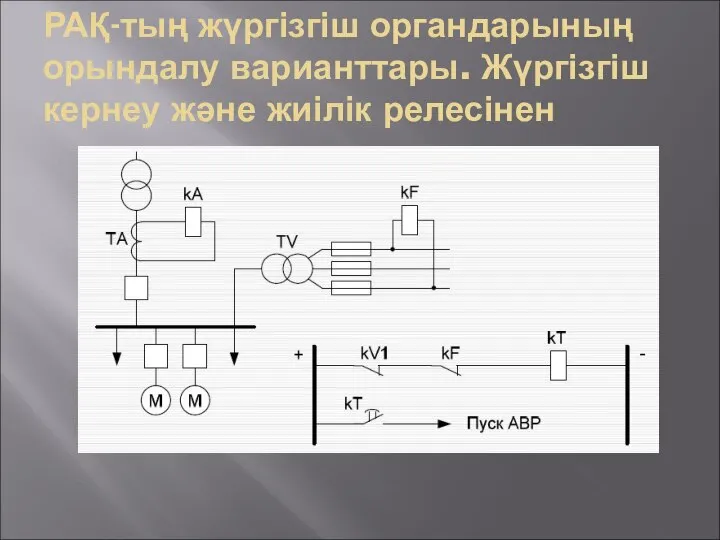 РАҚ-тың жүргізгіш органдарының орындалу варианттары. Жүргізгіш кернеу және жиілік релесінен