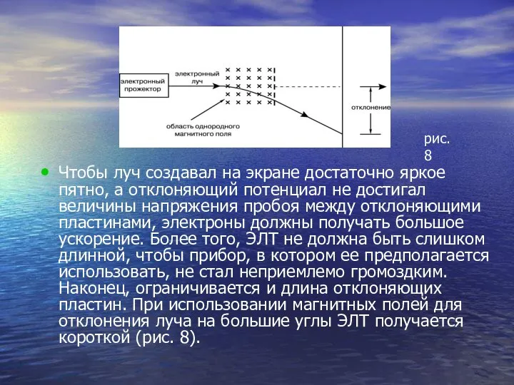 Чтобы луч создавал на экране достаточно яркое пятно, а отклоняющий потенциал