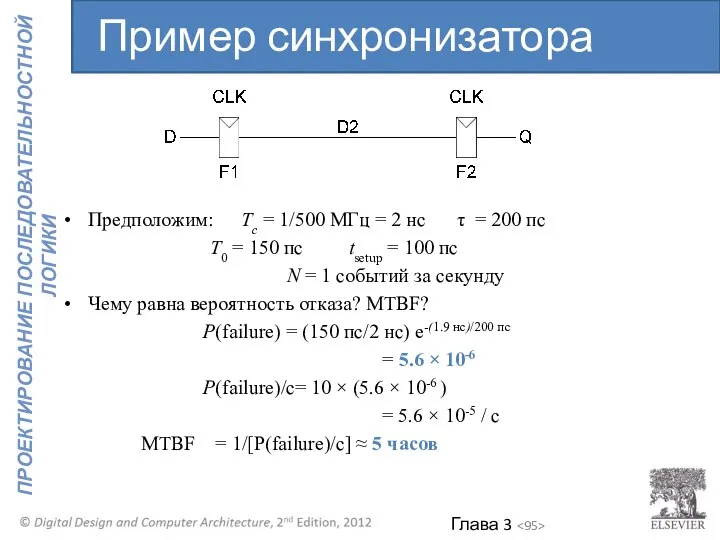 Предположим: Tc = 1/500 МГц = 2 нс τ = 200