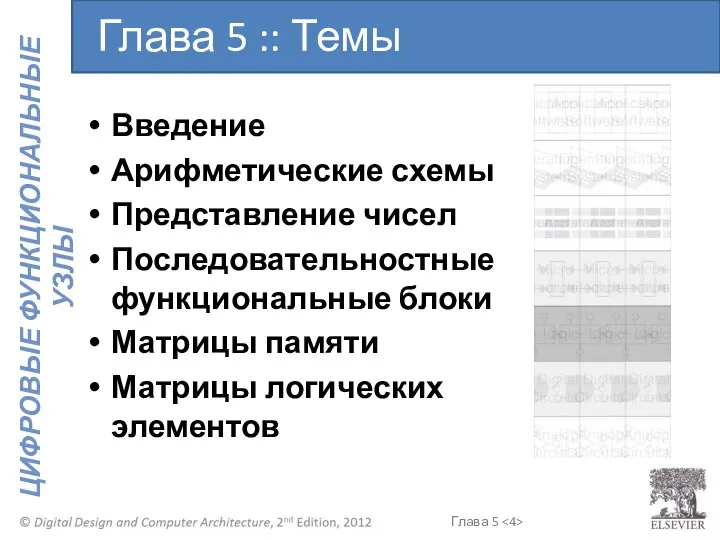 Глава 5 :: Темы Введение Арифметические схемы Представление чисел Последовательностные функциональные