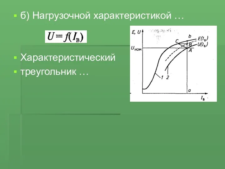 б) Нагрузочной характеристикой … Характеристический треугольник …