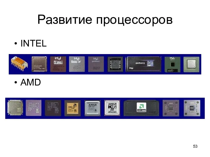 Развитие процессоров INTEL AMD