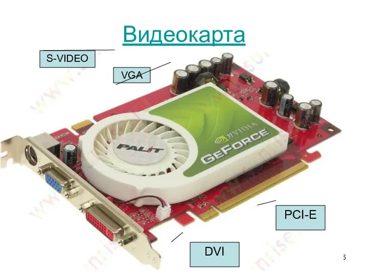 Видеокарта VGA S-VIDEO PCI-E DVI