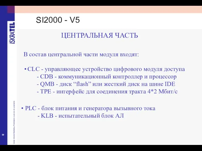 В состав центральной части модуля входят: CLC - управляющее устройство цифрового