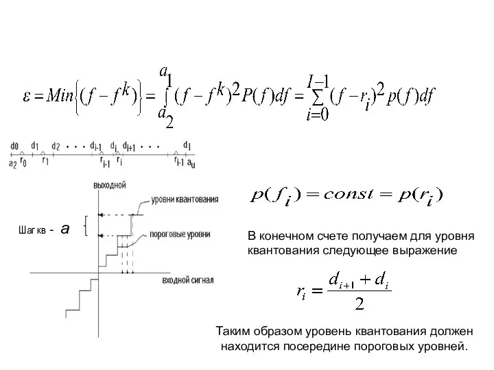 В конечном счете получаем для уровня квантования следующее выражение Шаг кв