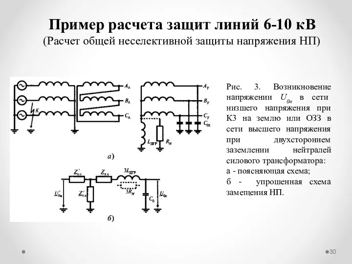 Пример расчета защит линий 6-10 кВ (Расчет общей неселективной защиты напряжения