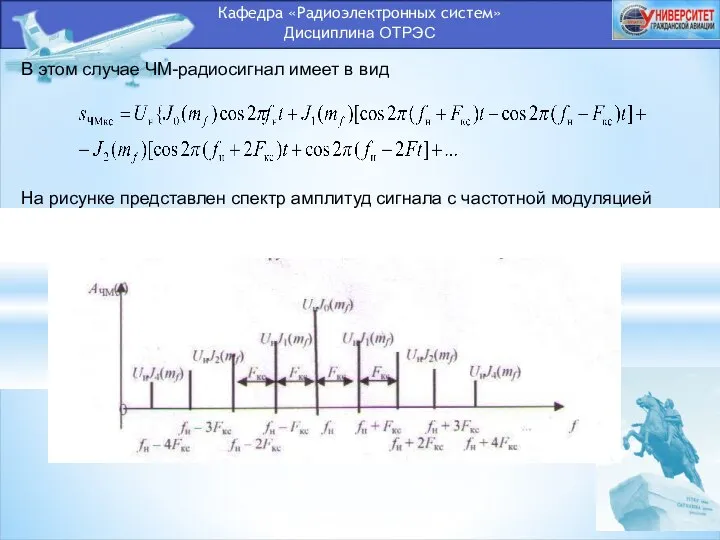 Кафедра «Радиоэлектронных систем» Дисциплина ОТРЭС В этом случае ЧМ-радиосигнал имеет в