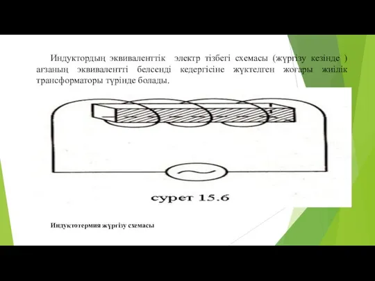 Индуктордың эквиваленттік электр тізбегі схемасы (жүргізу кезінде ) ағзаның эквивалентті белсенді