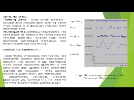 Диполь. Мультиполь Элементар диполь - электр өрісімен қоршалған , шамалары бірдей,