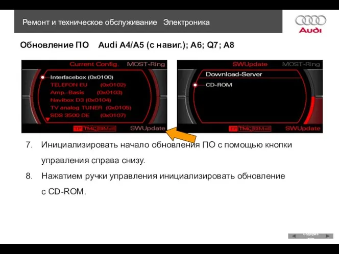 Обновление ПО Audi A4/A5 (с навиг.); A6; Q7; A8 Ремонт и