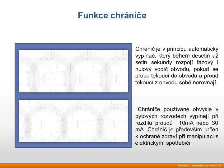 Funkce chrániče Chránič je v principu automatický vypínač, který během desetin