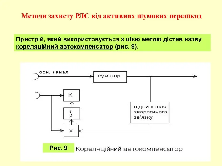 Пристрій, який використовується з цією метою дістав назву кореляційний автокомпенсатор (рис.