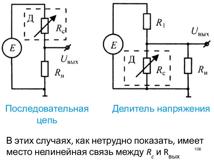 Делитель напряжения Последовательная цепь В этих случаях, как нетрудно показать, имеет