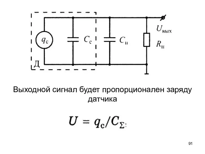 Выходной сигнал будет пропорционален заряду датчика