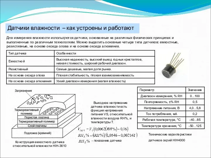 Датчики влажности – как устроены и работают Для измерения влажности используются